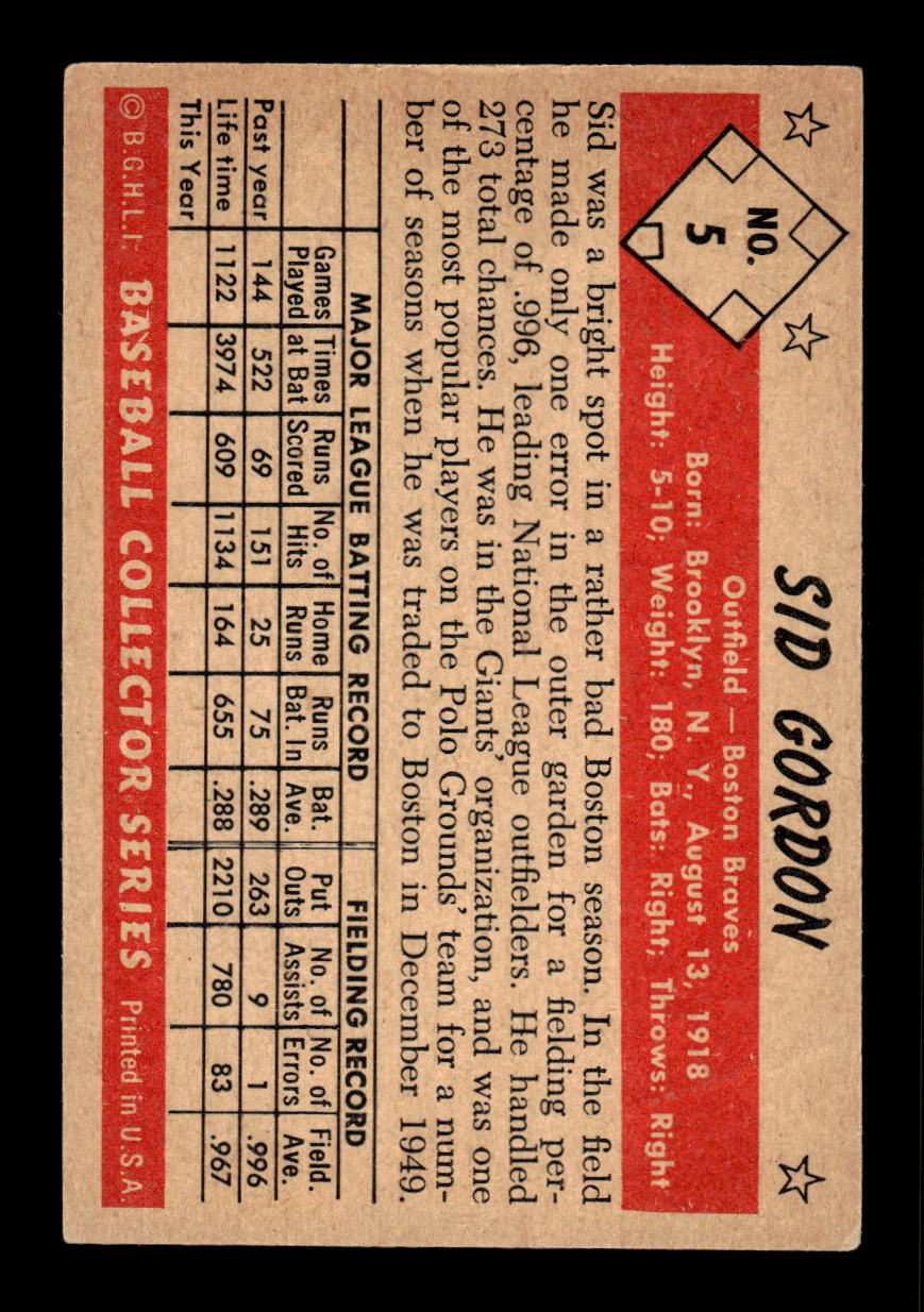 1953 Bowman Color #5 Sid Gordon Very Good HOF-10001489