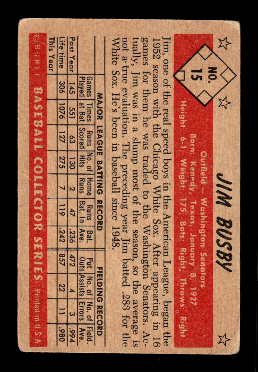 1953 Bowman Color #15 Jim Busby Very Good HOF-10001495