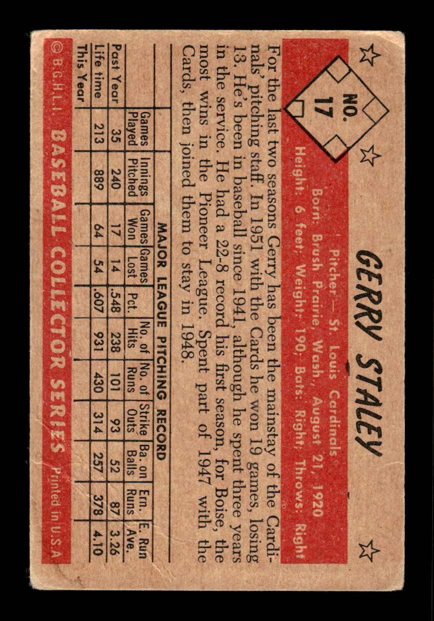 1953 Bowman Color #17 Jerry Staley Very Good HOF-10001497