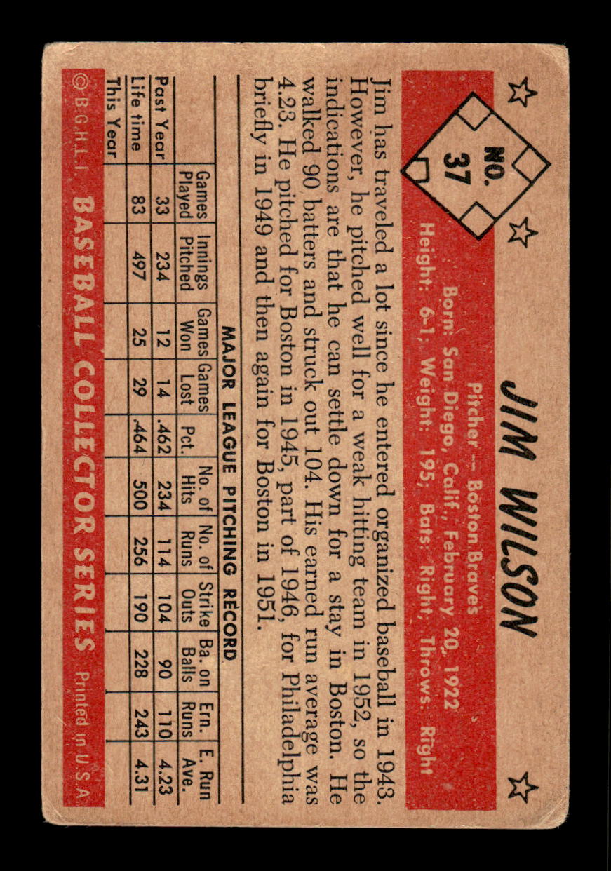 1953 Bowman Color #37 Jim Wilson Very Good HOF-10001510