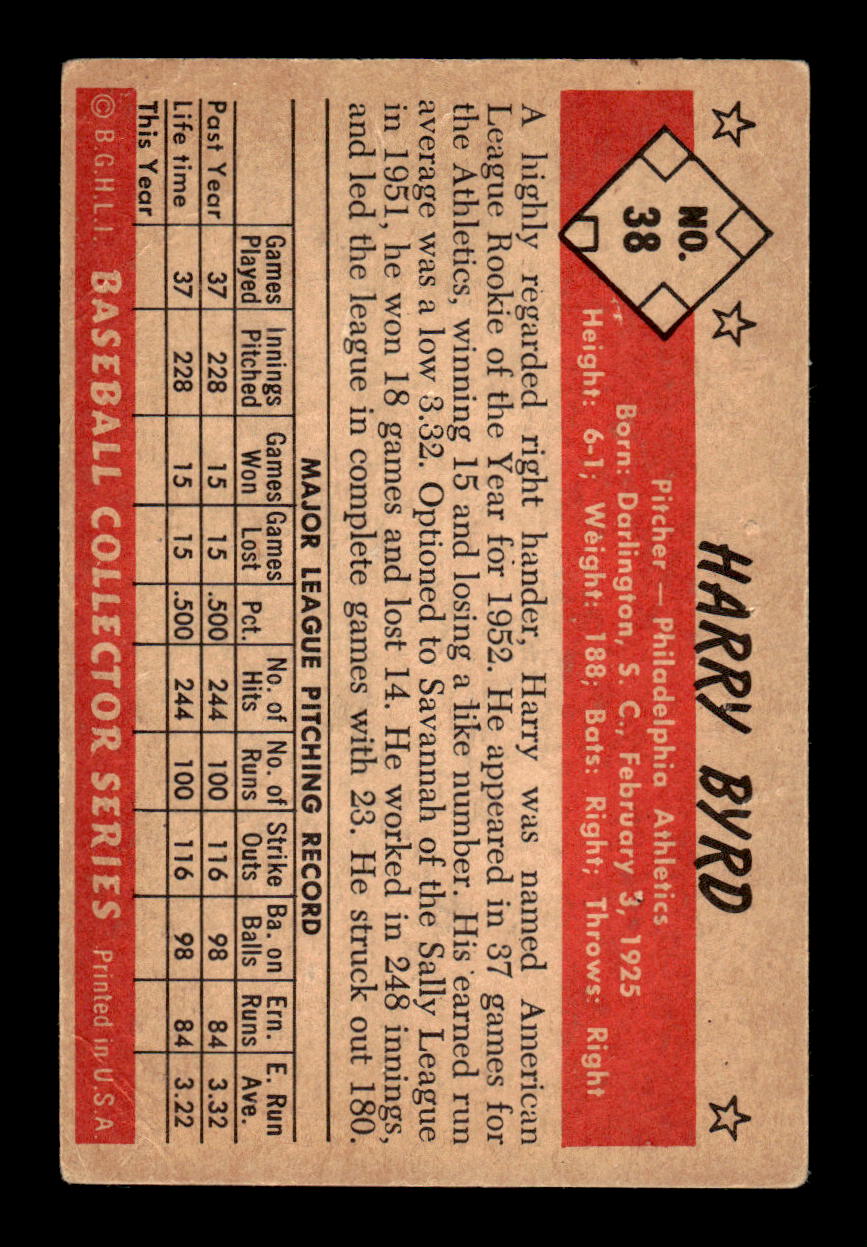 1953 Bowman Color #38 Harry Byrd Very Good HOF-10001511
