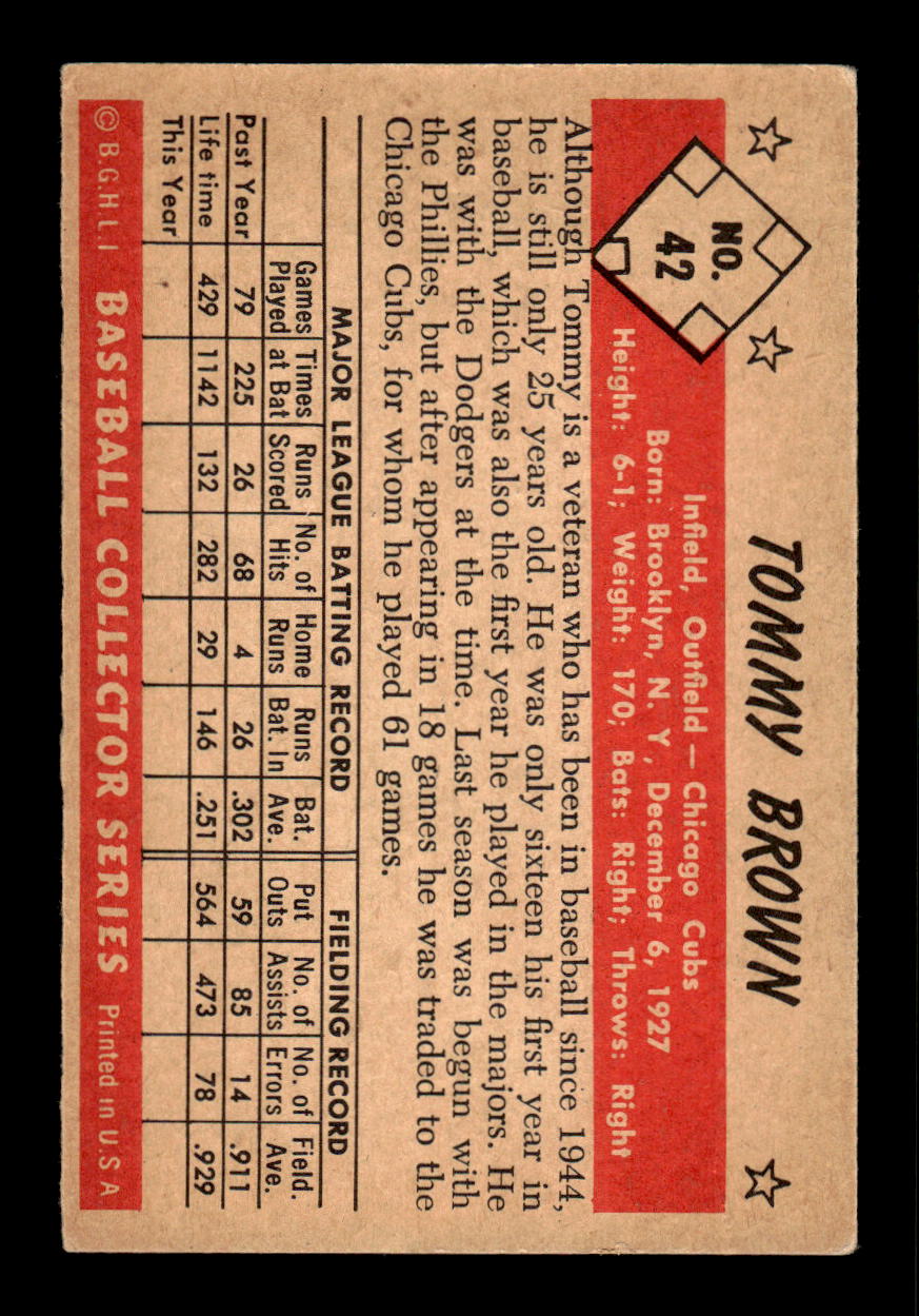 1953 Bowman Color #42 Tommy Brown Very Good HOF-10001514
