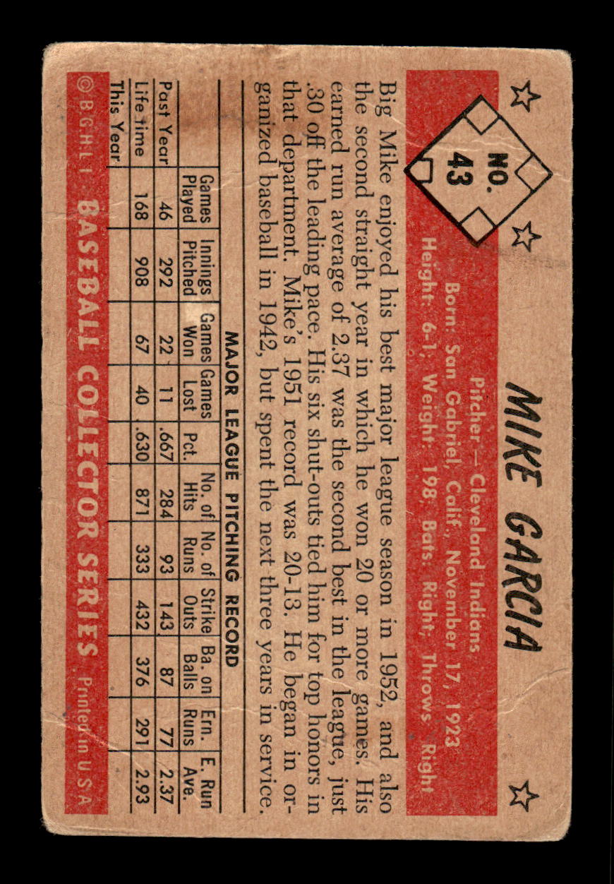 1953 Bowman Color #43 Mike Garcia Very Good HOF-10001515