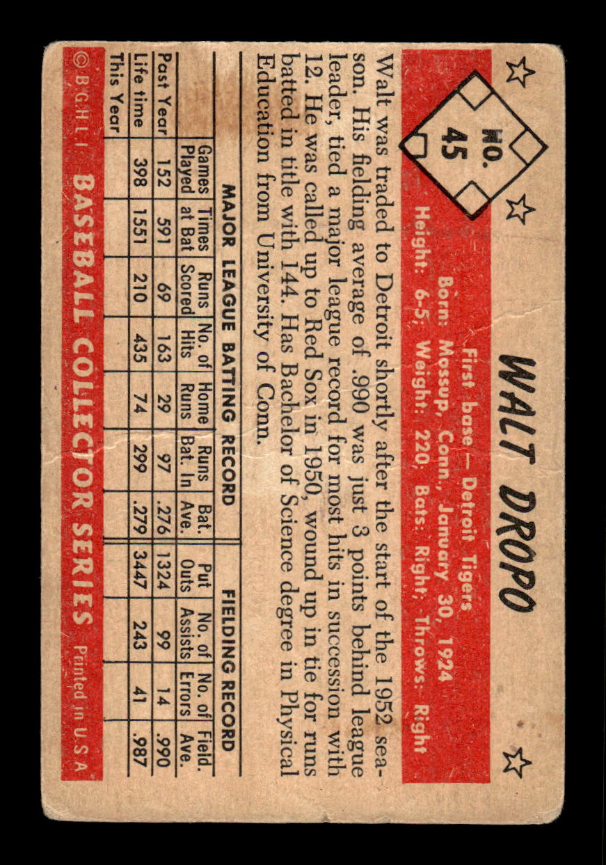 1953 Bowman Color #45 Walt Dropo Very Good HOF-10001516