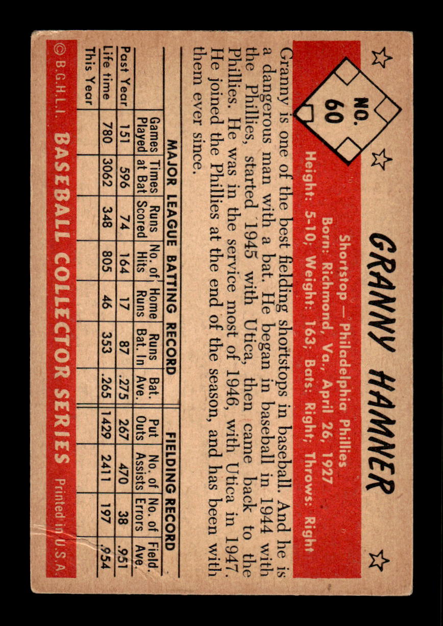 1953 Bowman Color #60 Granny Hamner Very Good HOF-10001527