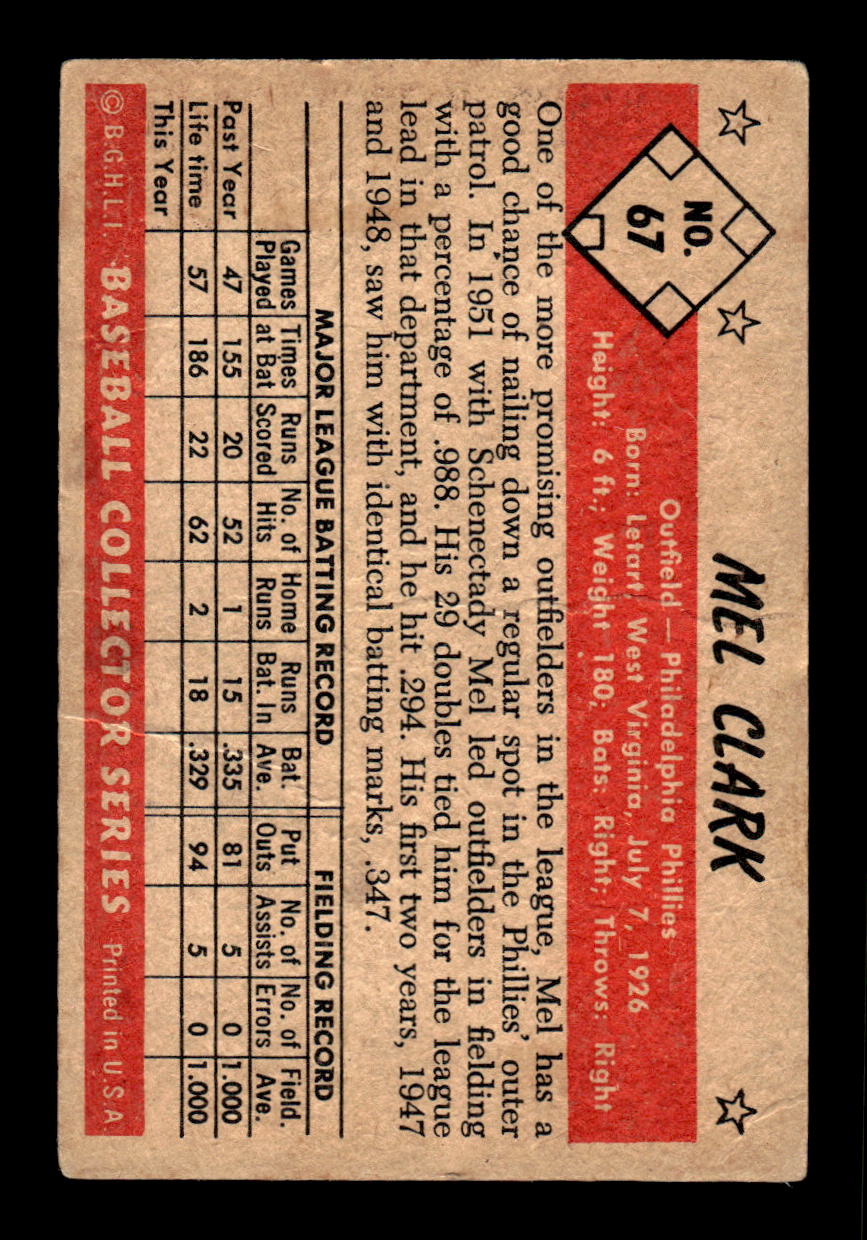 1953 Bowman Color #67 Mel Clark Very Good HOF-10001529