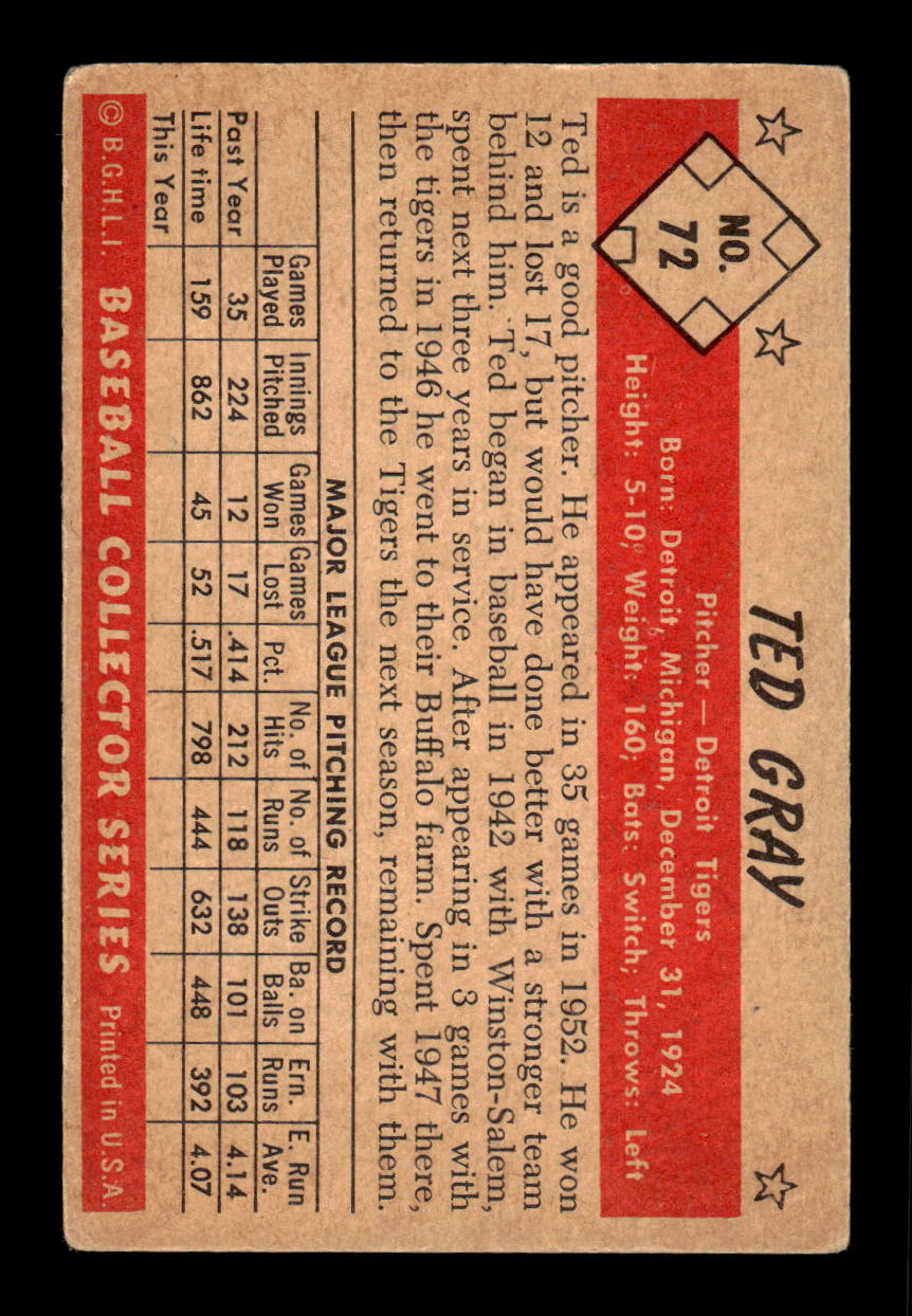1953 Bowman Color #72 Ted Gray Very Good HOF-10001533