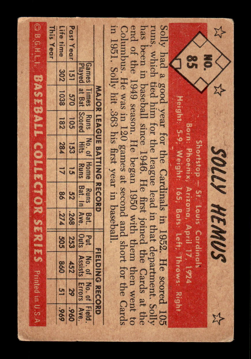 1953 Bowman Color #85 Solly Hemus Very Good HOF-10001538