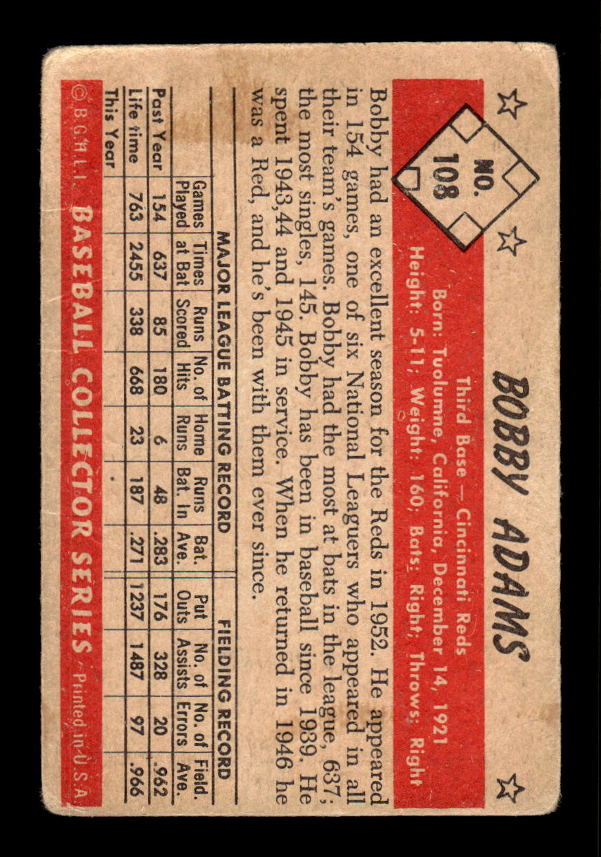 1953 Bowman Color #108 Bobby Adams Very Good HOF-10001547