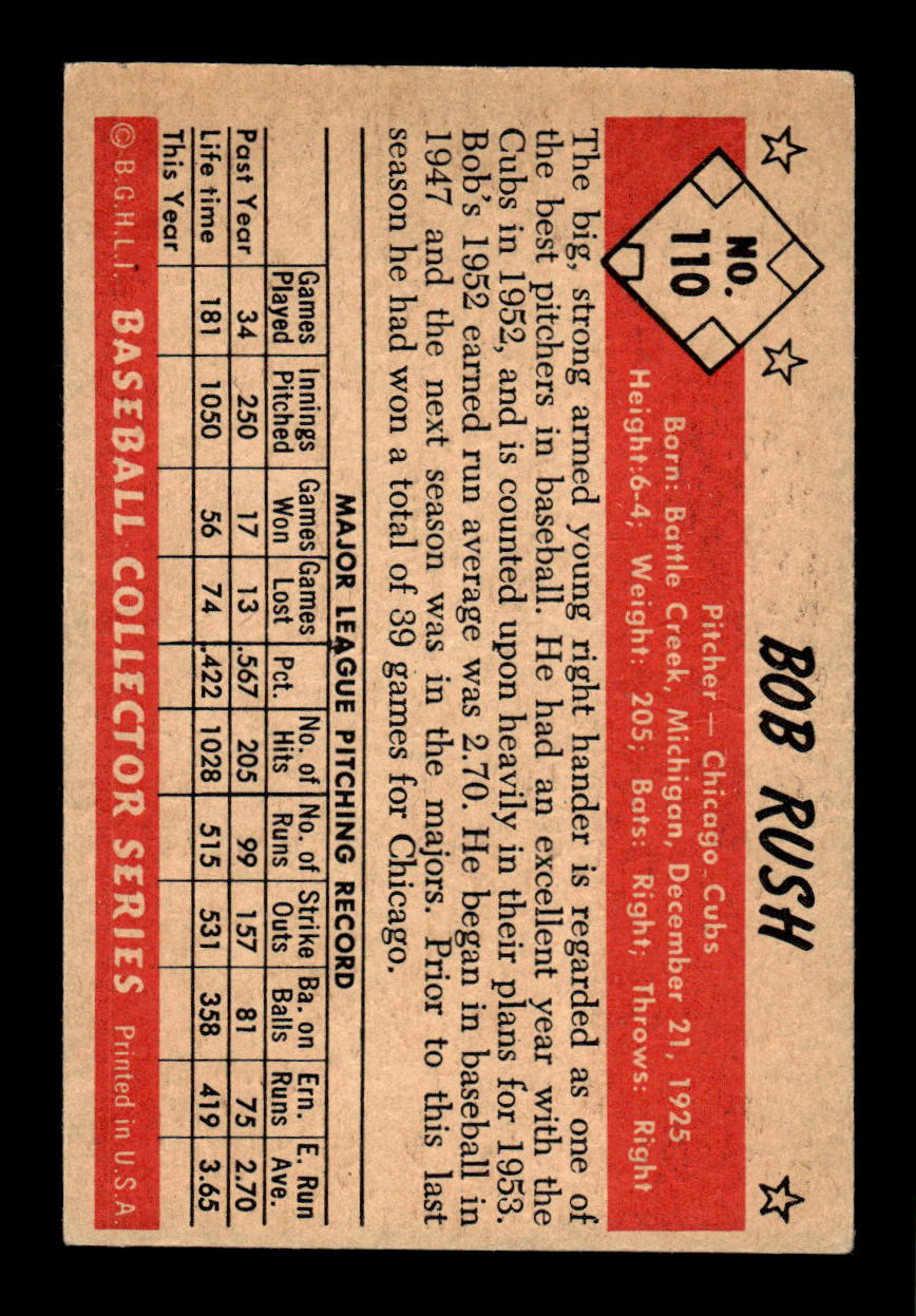 1953 Bowman Color #110 Bob Rush Very Good HOF-10001549