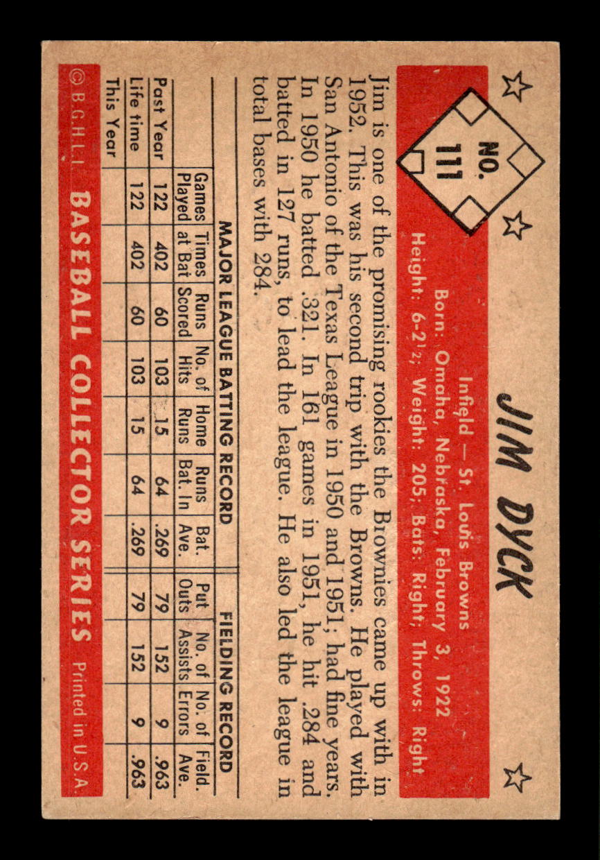 1953 Bowman Color #111 Jim Dyck Excellent HOF-10001550