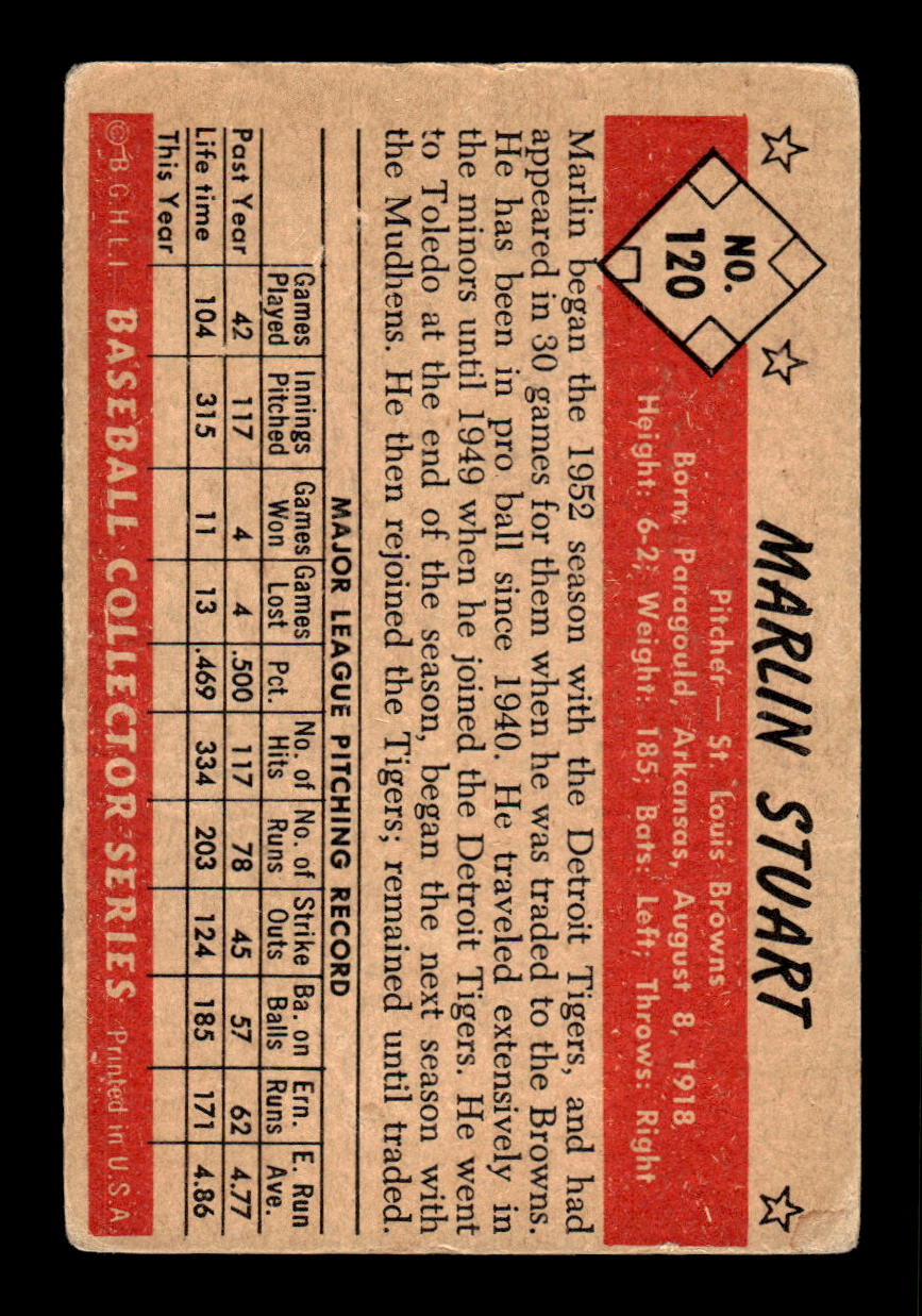 1953 Bowman Color #120 Marlin Stuart Very Good HOF-10001553