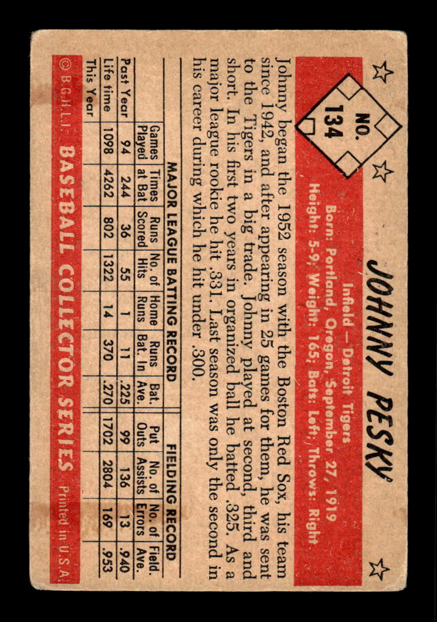 1953 Bowman Color #134 Johnny Pesky Very Good HOF-10001561