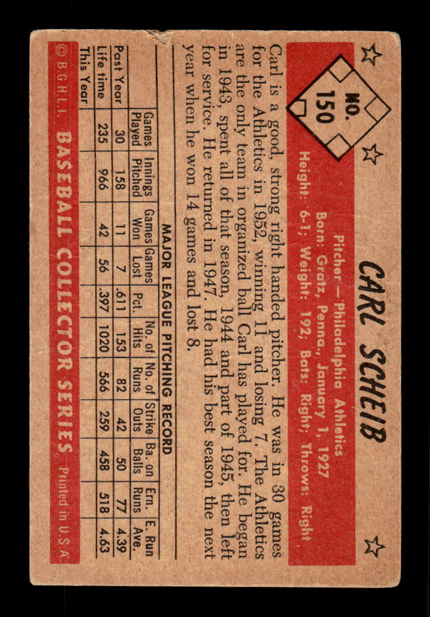 1953 Bowman Color #150 Carl Scheib Very Good HOF-10001571