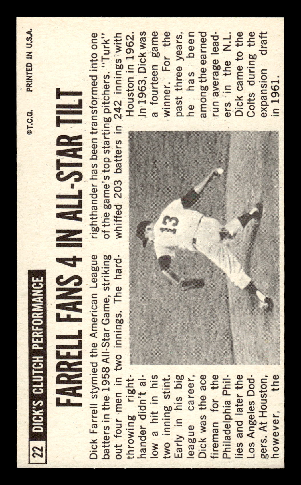 1964 Topps Giants #22 Dick Farrell Excellent HOF-10001618