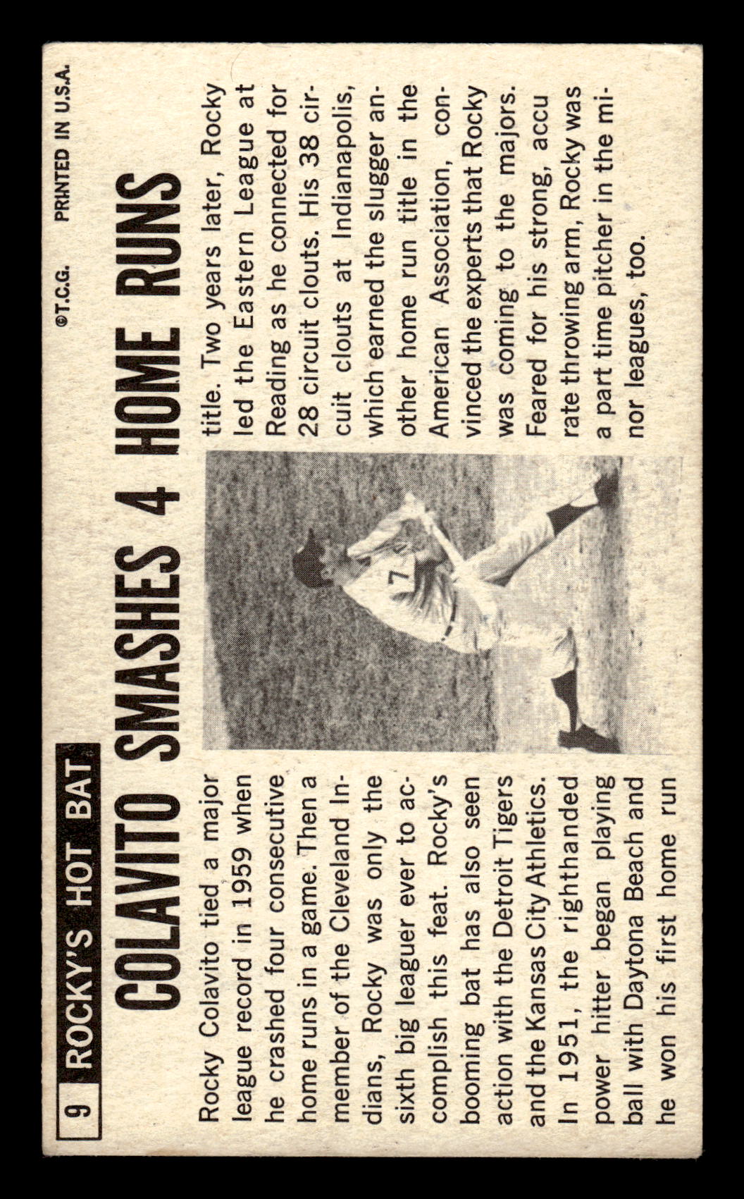 1964 Topps Giants #9 Rocky Colavito Excellent HOF-10001628