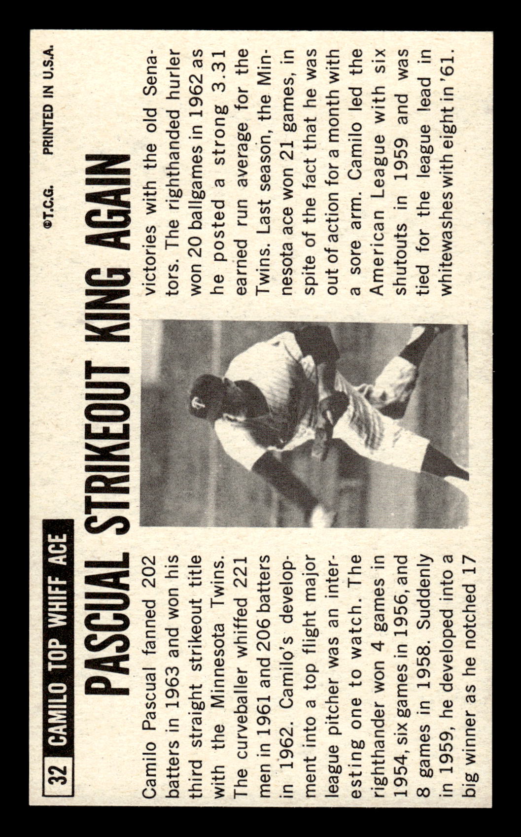 1964 Topps Giants #32 Camilo Pascual Excellent HOF-10001635