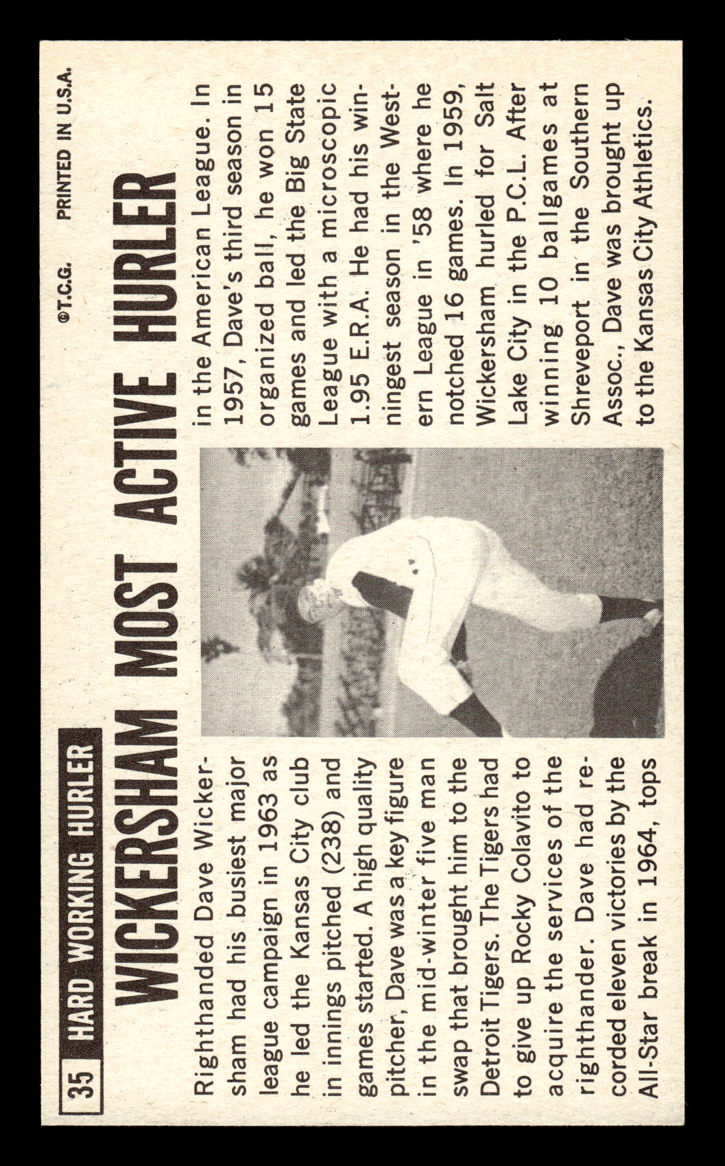 1964 Topps Giants #35 Dave Wickersham Excellent HOF-10001638