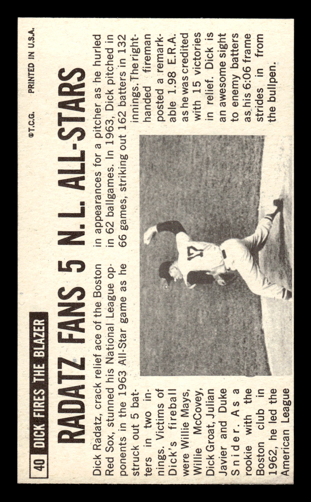 1964 Topps Giants #40 Dick Radatz Excellent HOF-10001639