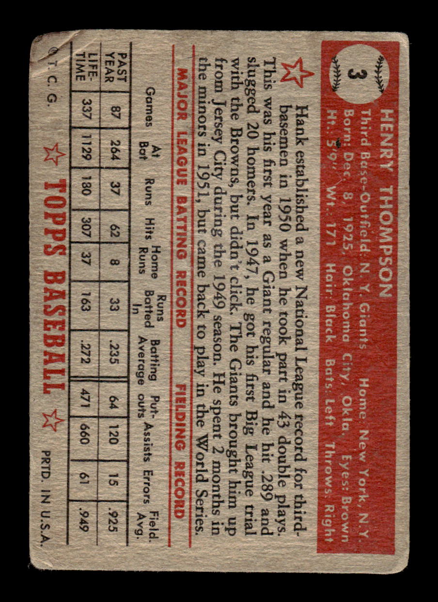 1952 Topps #3 Hank Thompson Very Good HOF-10001641