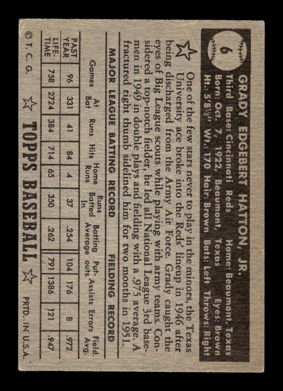 1952 Topps #6b Grady Hatton Very Good HOF-10001643