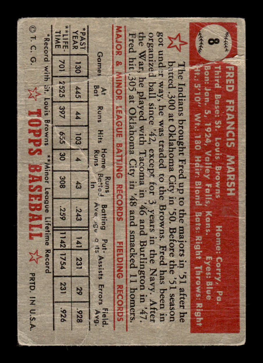 1952 Topps #8b Fred Marsh Poor HOF-10001645