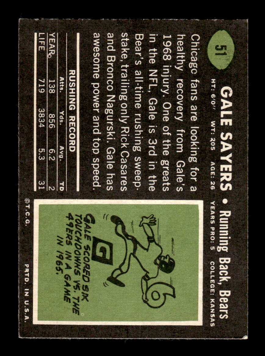 1969 Topps #51 Gale Sayers Very Good HOF-10001768