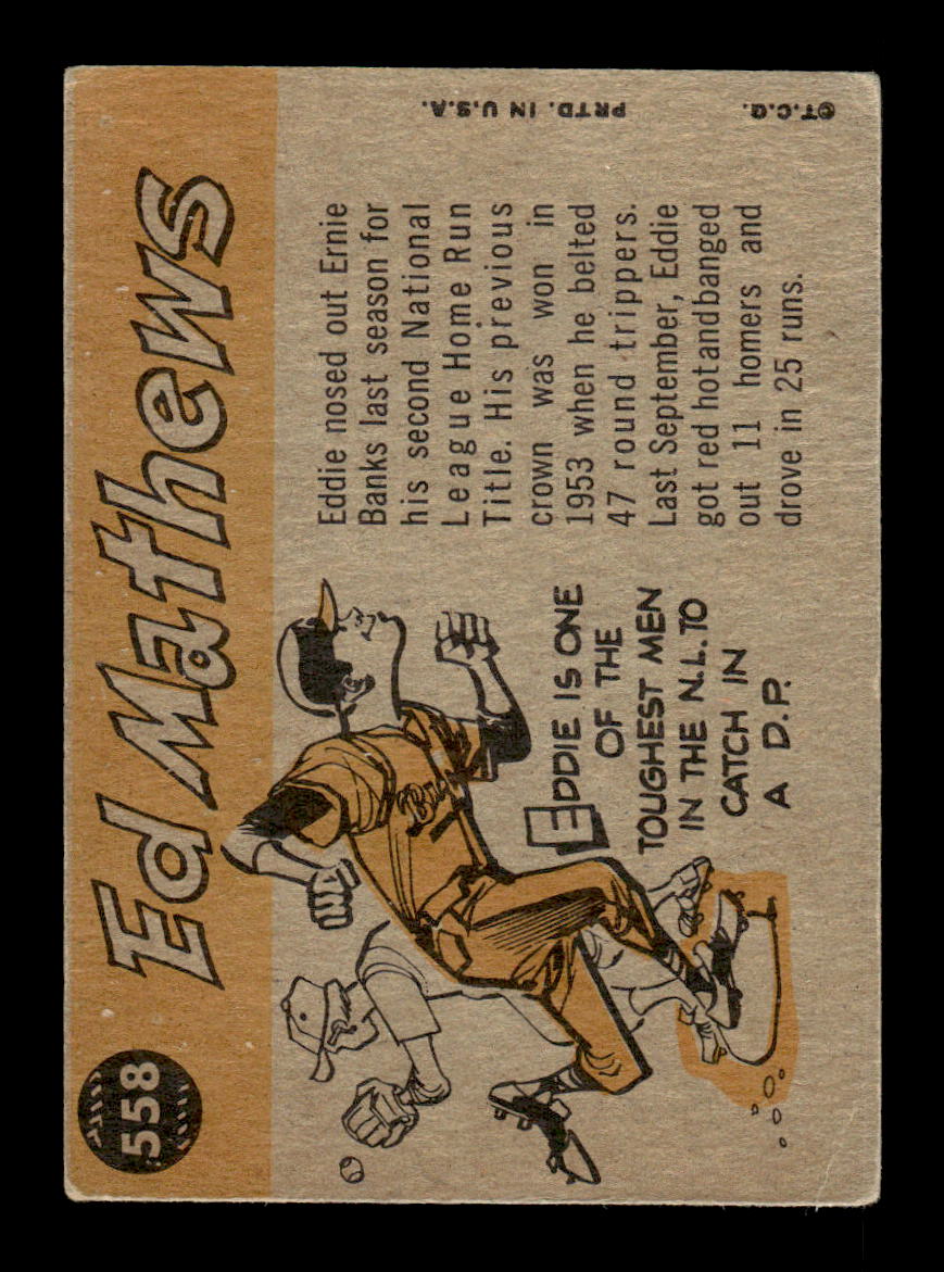 1960 Topps #558 Eddie Mathews Very Good HOF-10001811 Wrinkle