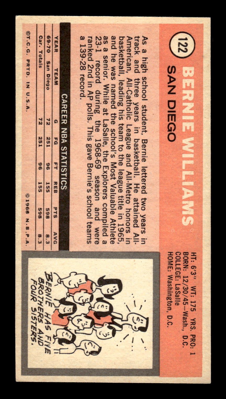 1970-71 Topps #122 Bernie Williams Excellent HOF-10001853