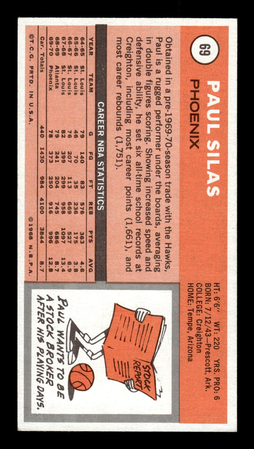 1970-71 Topps #69 Paul Silas Excellent HOF-10001881