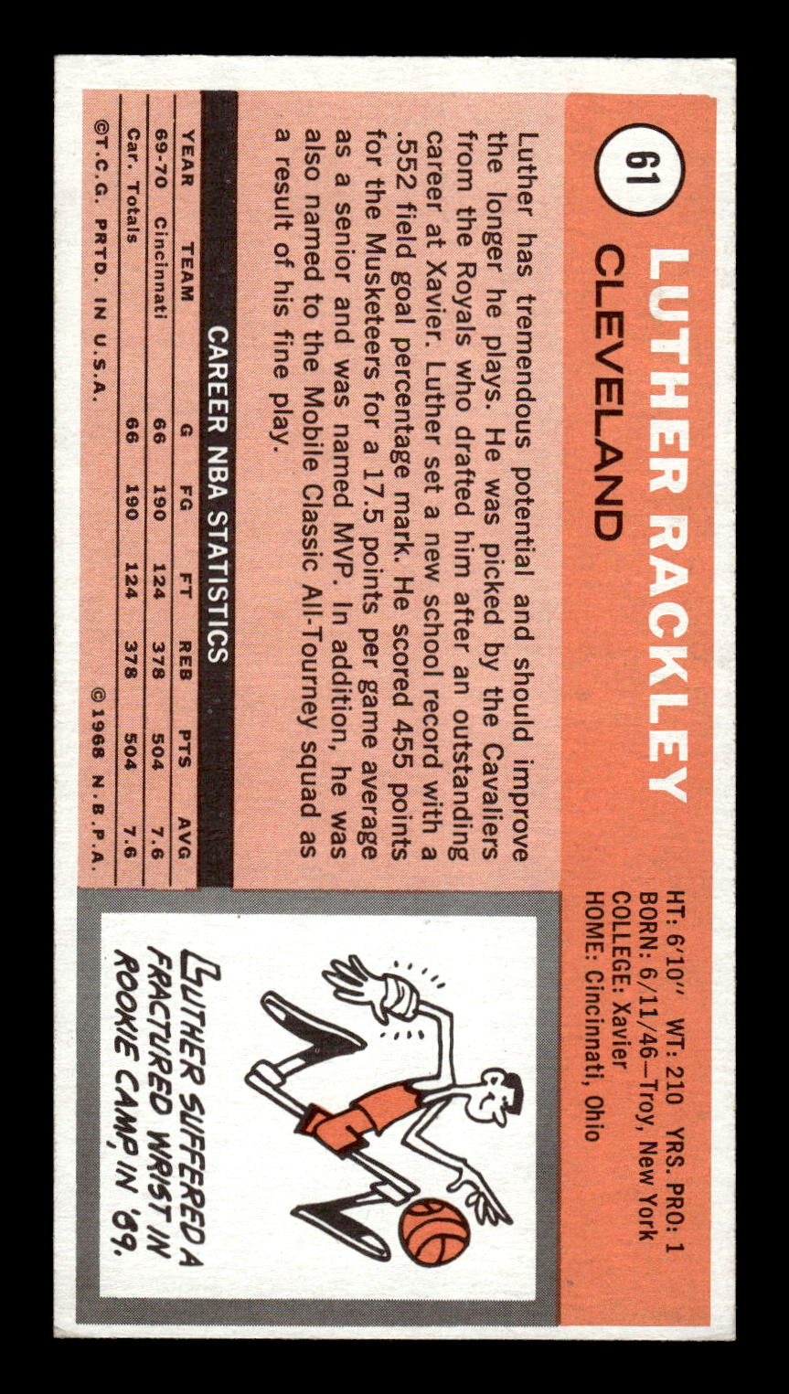1970-71 Topps #61 Luther Rackley Excellent HOF-10001884