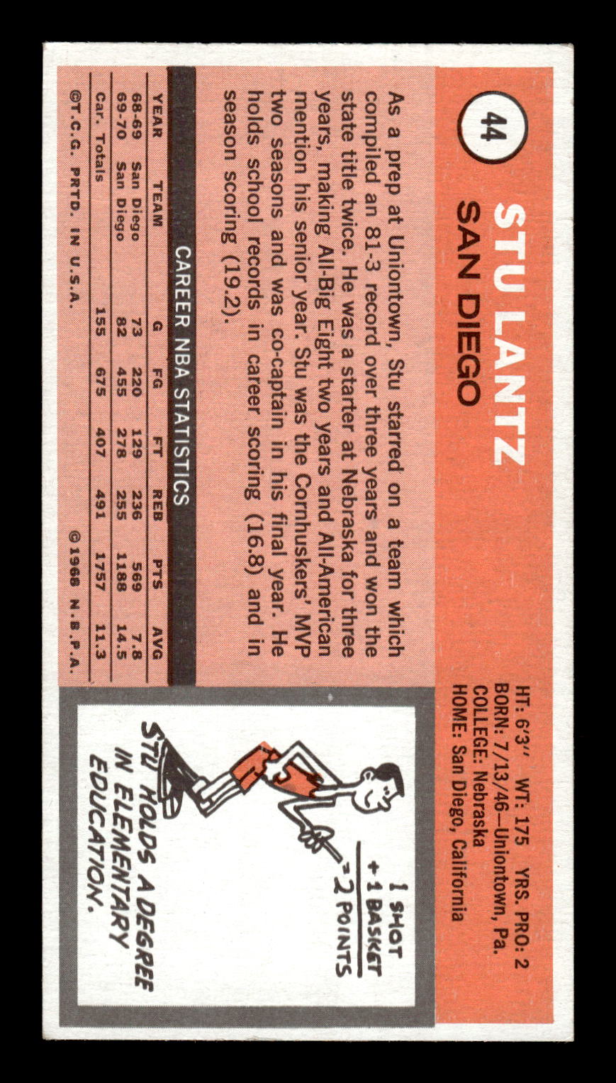 1970-71 Topps #44 Stu Lantz Excellent HOF-10001888