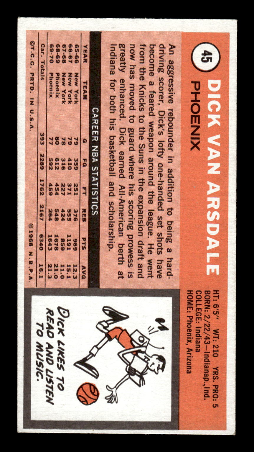 1970-71 Topps #45 Dick Van Arsdale Excellent HOF-10001890