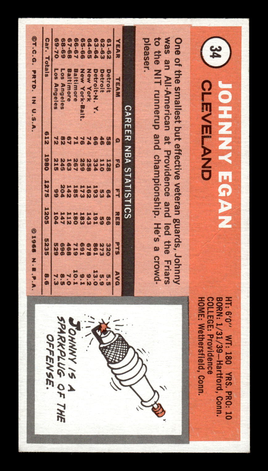 1970-71 Topps #34 Johnny Egan Excellent HOF-10001898