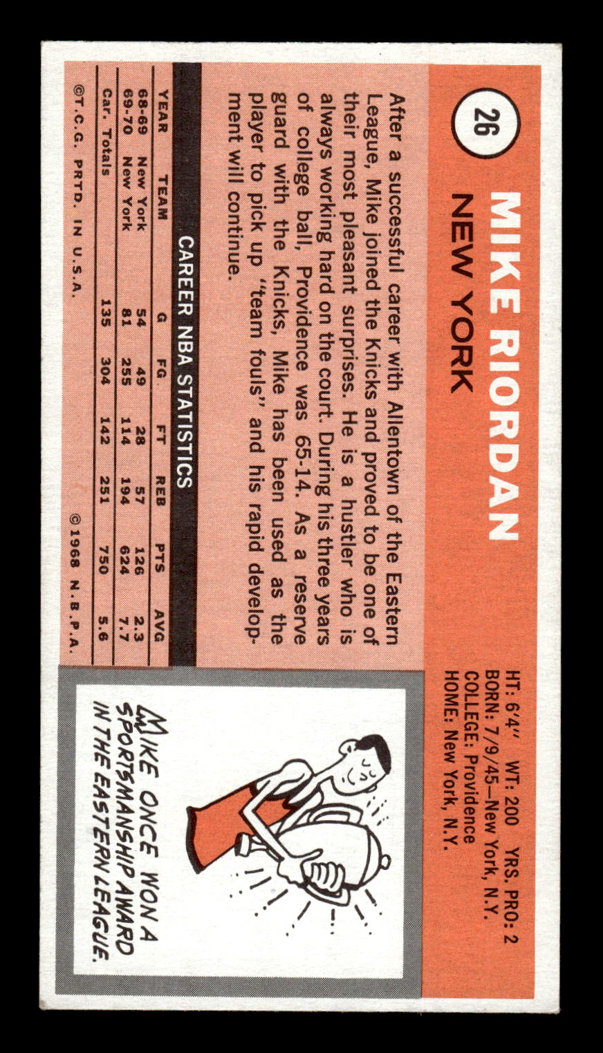 1970-71 Topps #26 Mike Riordan Excellent HOF-10001899