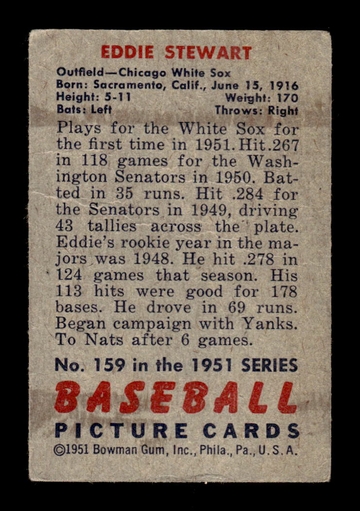 1951 Bowman #159 Bud Stewart Very Good HOF-10001954