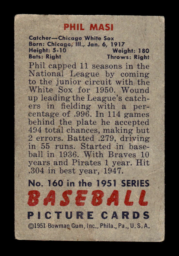 1951 Bowman #160 Phil Masi Very Good HOF-10001959