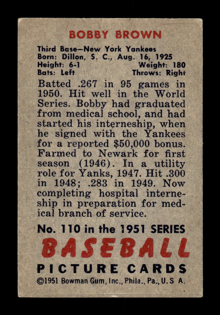 1951 Bowman #110 Bobby Brown Poor HOF-10002006