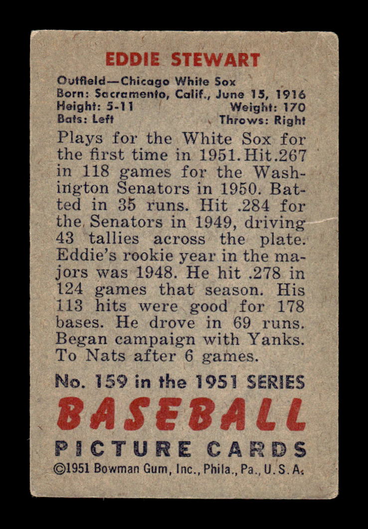 1951 Bowman #159 Bud Stewart Very Good HOF-10002017