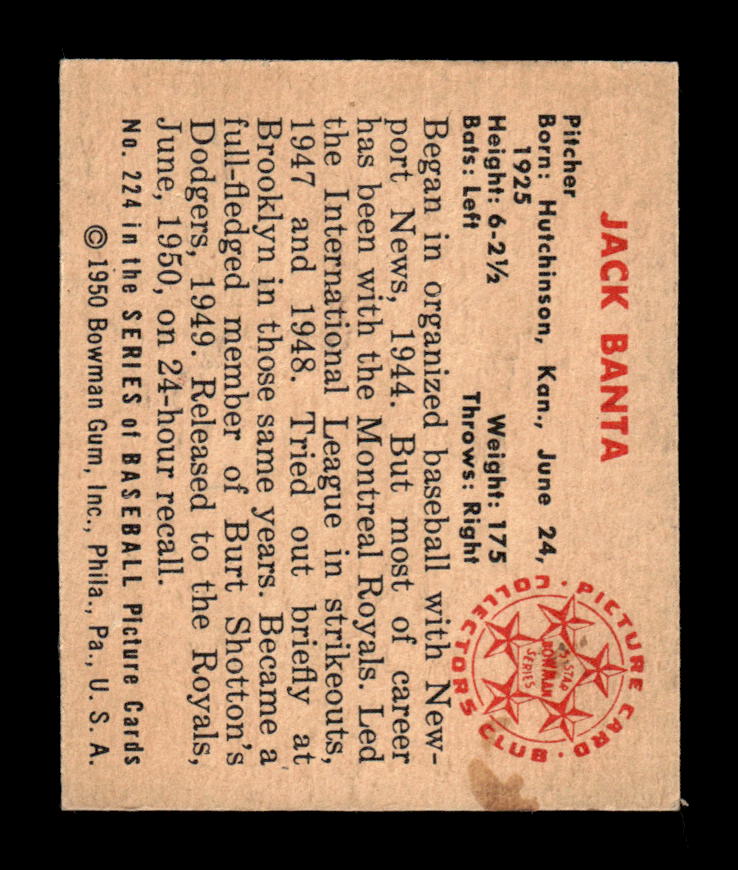 1950 Bowman #224 Jack Banta Very Good HOF-10002055