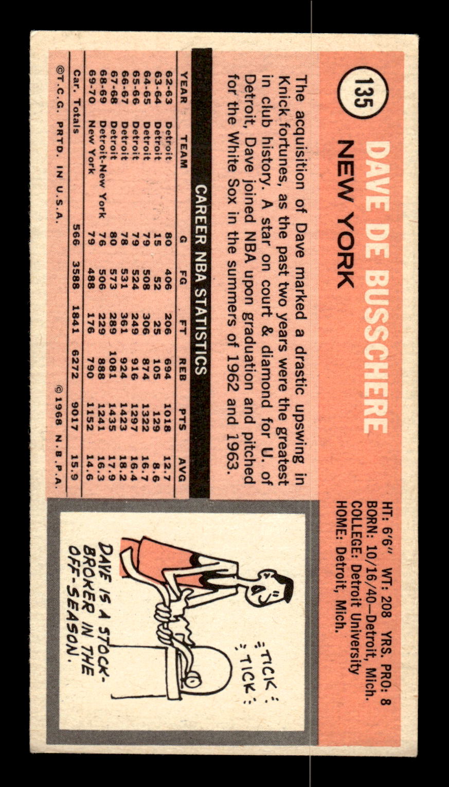 1970-71 Topps #135 Dave DeBusschere Excellent HOF-10002117