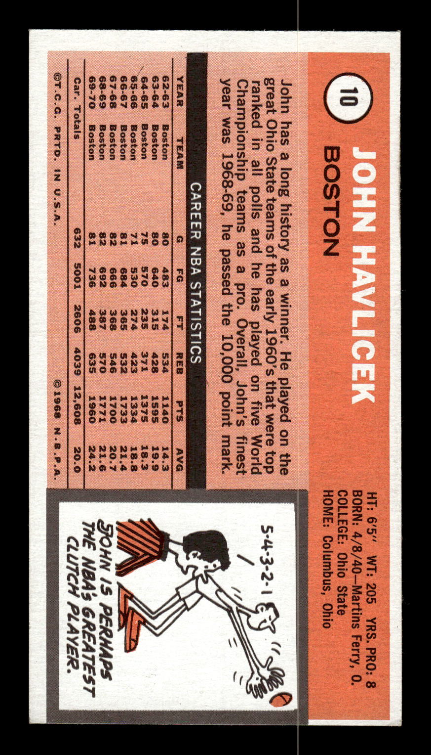 1970-71 Topps #10 John Havlicek Excellent HOF-10002124