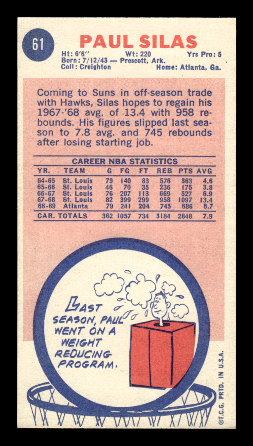 1969-70 Topps #61 Paul Silas Excellent HOF-10002133