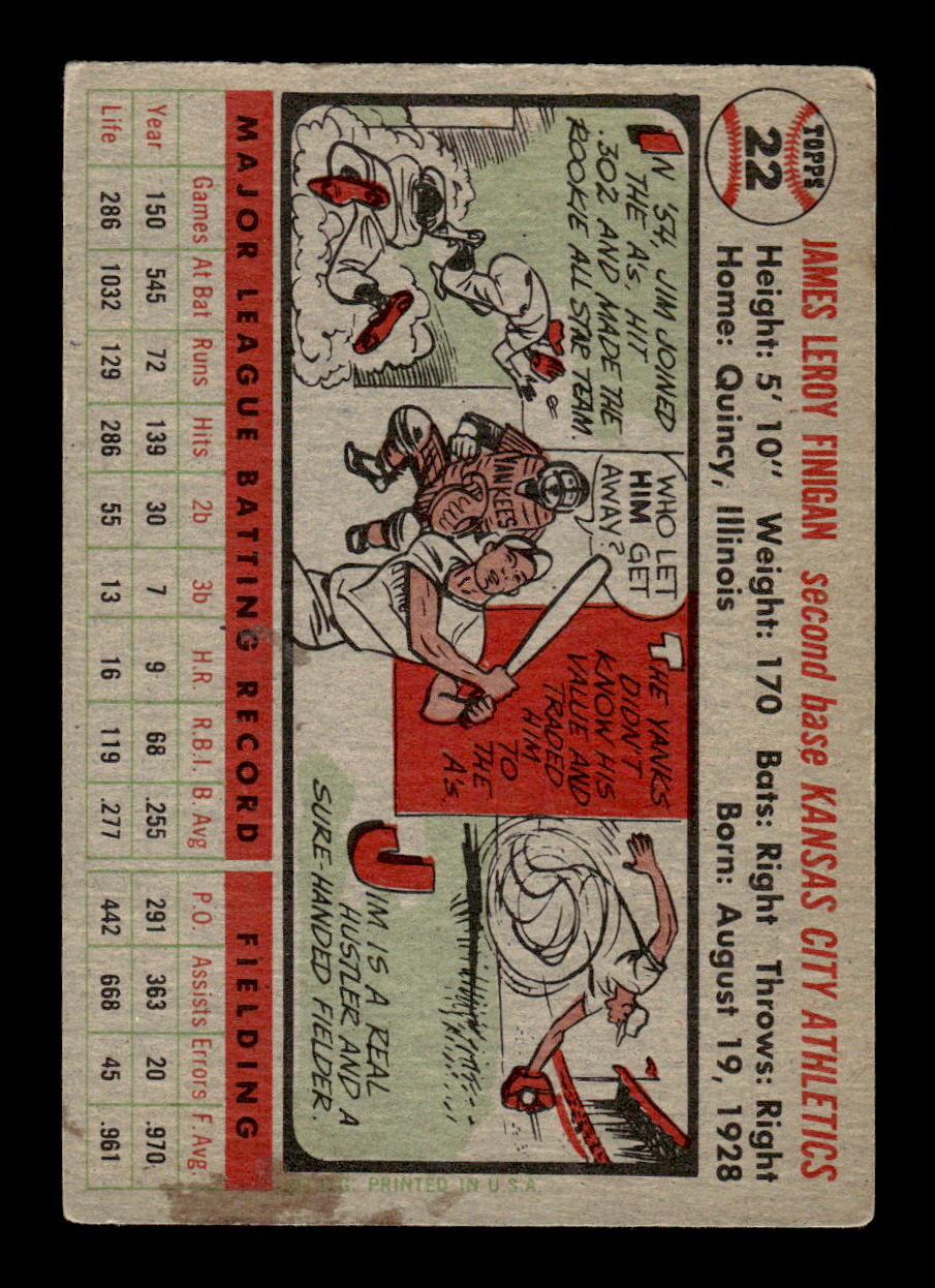 1956 Topps #22 Jim Finigan Very Good HOF-10002183