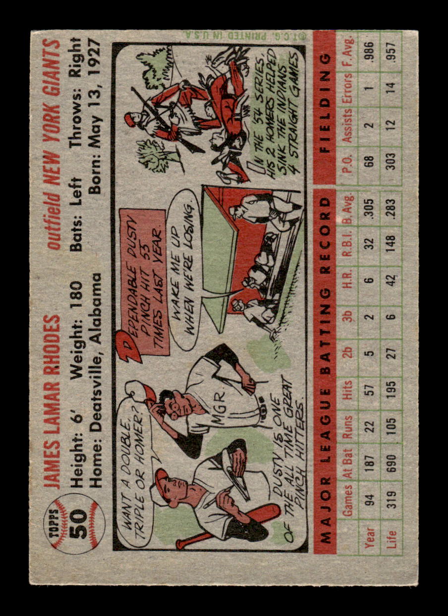 1956 Topps #50 Dusty Rhodes Very Good HOF-10002204