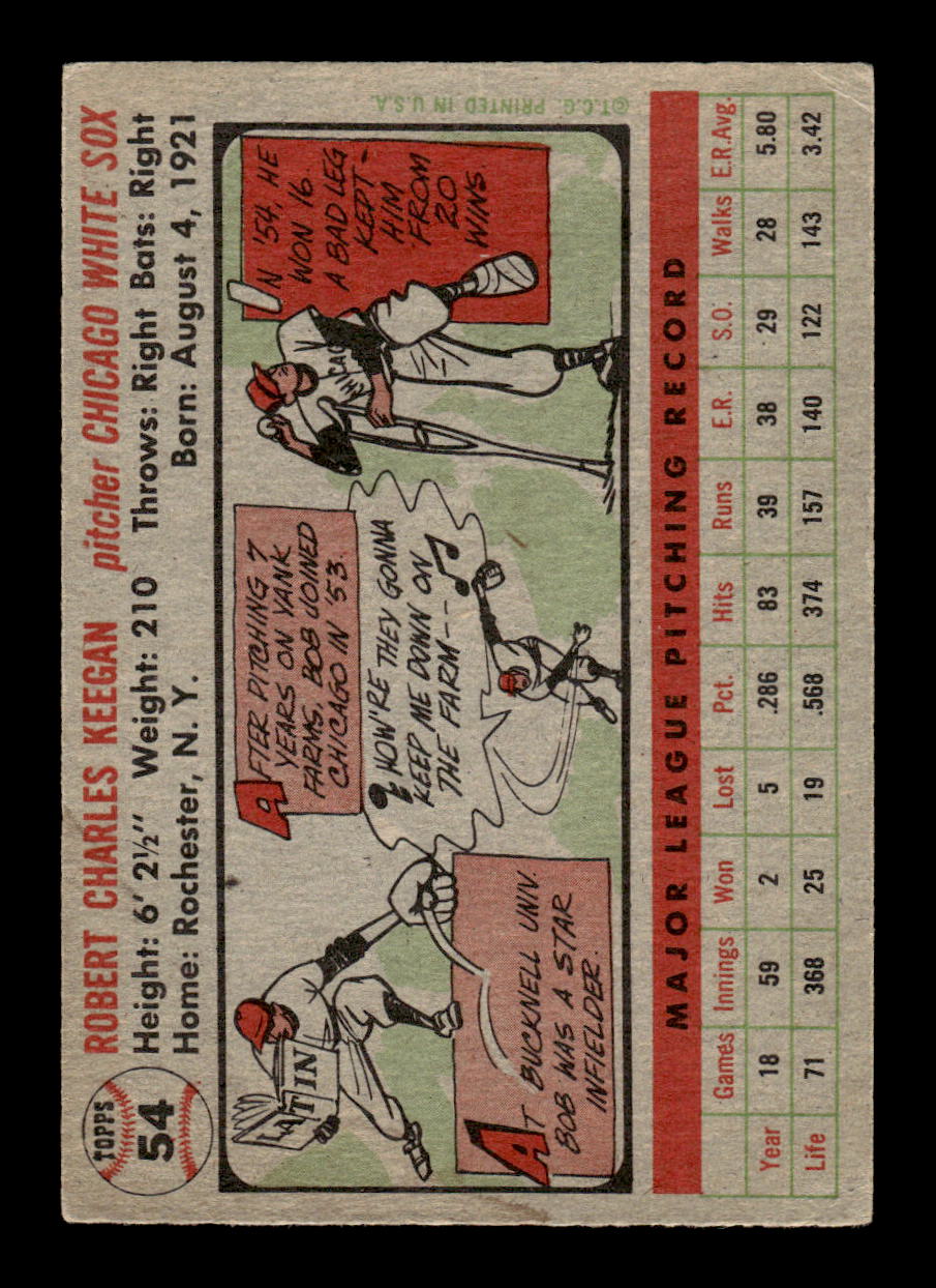 1956 Topps #54 Bob Keegan Very Good HOF-10002208