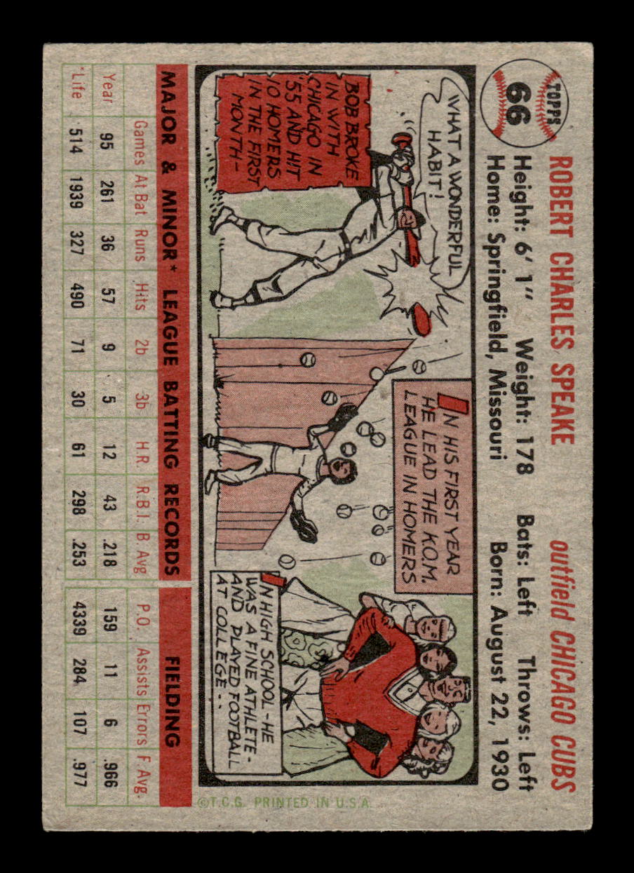 1956 Topps #66 Bob Speake Very Good HOF-10002217