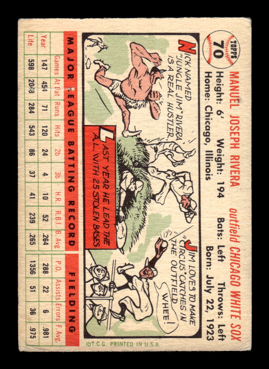 1956 Topps #70 Jim Rivera Very Good HOF-10002218