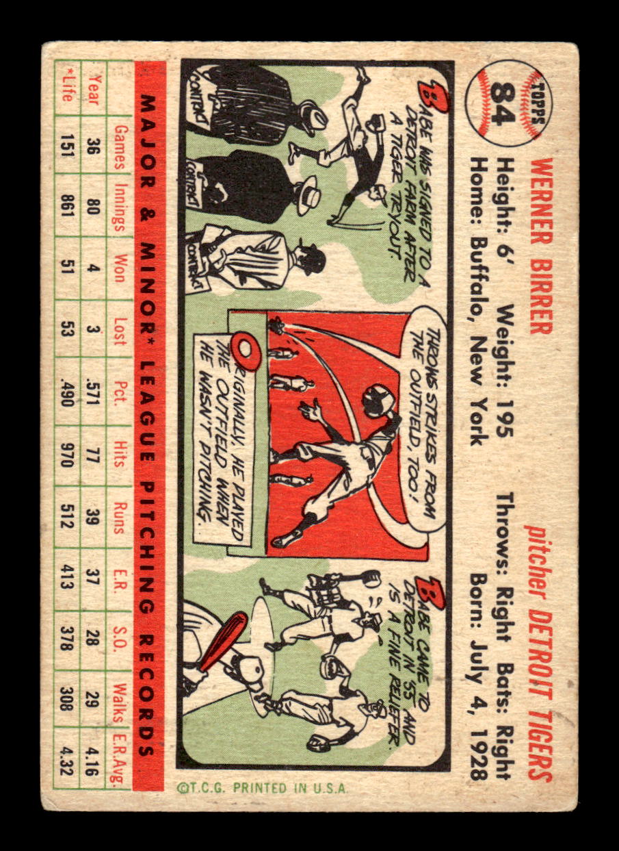 1956 Topps #84 Babe Birrer Very Good HOF-10002231