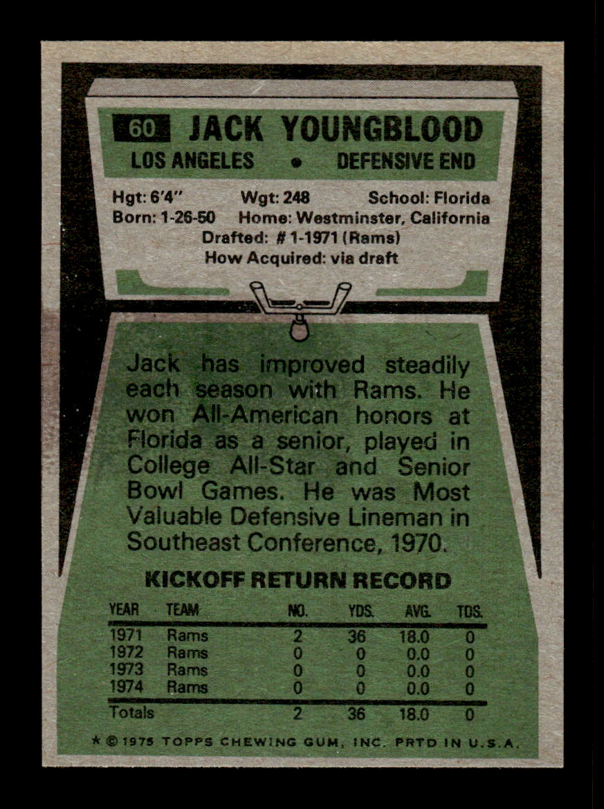 1975 Topps #60 Jack Youngblood Excellent HOF-10002255